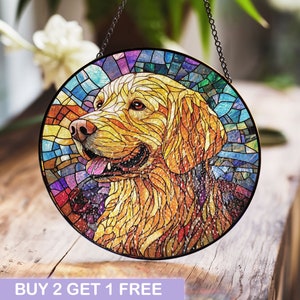 Stained Glass Suncatcher Golden Retriever Dog , Dog Lover Gift, Dog Window Hanging, Pet Memorial Ornament, Housewarming Decor