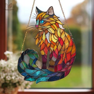 Cat Suncatcher, Cat Lover Gift Memorial Keepsake, Cat Mom Housewarming Decor