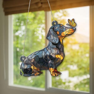 Dachshund Memorial ACRYLIC Suncatcher, Wiener Dog Ornament, Dog Memorial Gift, Puppy Loss Gifts, In Loving Memory, Dachshund Lover Gifts