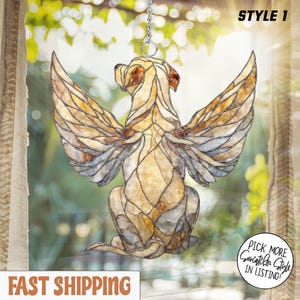 Angel Labrador Retriever Dog Suncatcher, Dog Memorial Gift, Pet Loss Gift, Window Hanging Decor, Labrador Retriever Dog Ornament with Wings